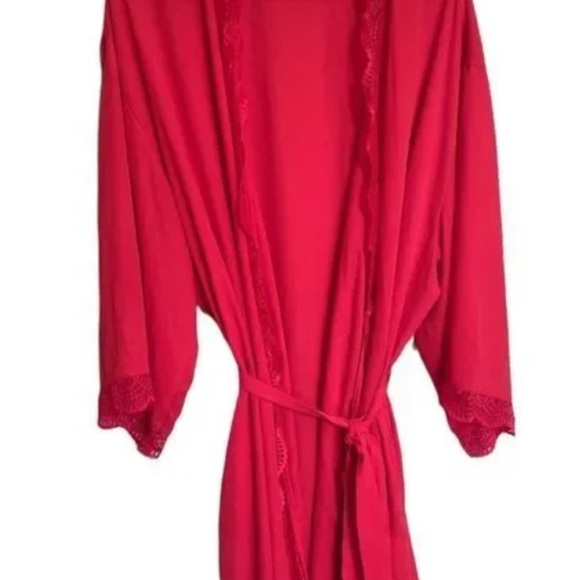 I.N.C. INTERNATIONAL CONCEPTS Plus Size Lace-Trim Chiffon Wrap Robe - Picture 5 of 5